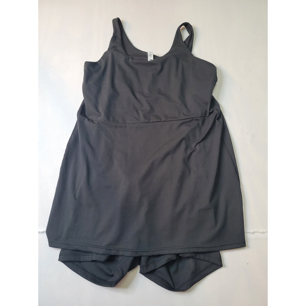 Black Activewear Dress with Built-in Shorts and Shelf Bra Size XL Athletic